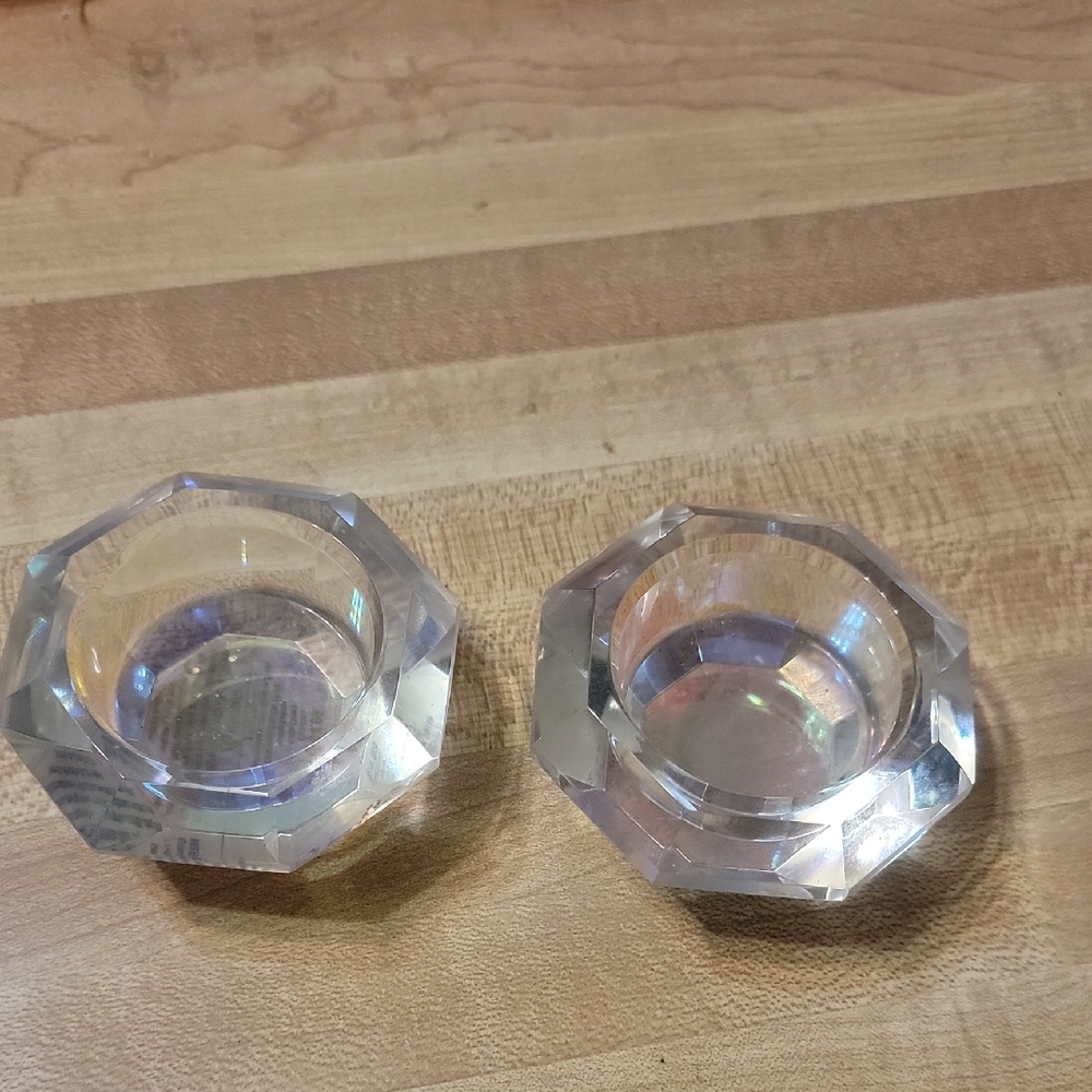 Faceted Glass Candle Holders